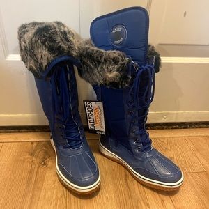 DailyShoes Women's Knee High Warm Fur Water Resistant Eskimo Snow Boot